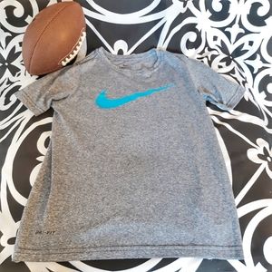 BOYS NIKE Dri Fit Shirt - Gray/Aqua Light Blue